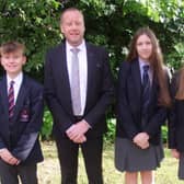 Form Prize winners Noah Weir, Ellie Warnock and Holly Reilly.  Photo: Larne Grammar School