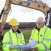 Sinn Fein Infrastructure Minister Kimmins pictured with Seamus Keenan, DfI Roads, at the A5. She said she is keen to see the A5 scheme progress without further delays. Photo: Dept of Infrastructure.