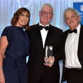 The Mid Ulster Business Awards 2023 Lifetime Achievement Award was presented by Julie McKeown HR Director, Henry Brothers, to winner, John Bosco O’Hagan, Founder and Group Chairman of The Specialist Group.  Picture: Tony Hendron