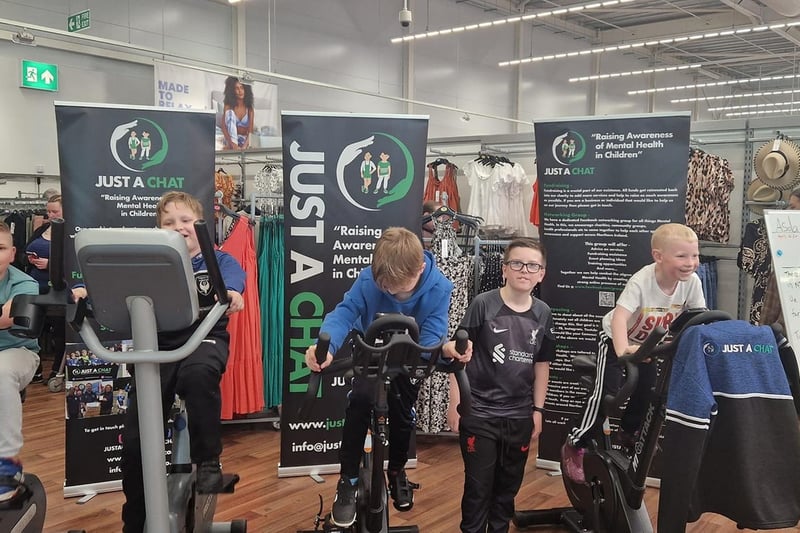 Young boys also took up the Charity Cycle Challenge at Asda in Portadown in aid of local charity Just A Chat which was set up to raise awareness and combat the stigma of mental health for youths. They helped reach a whopping 282 miles cycled.
