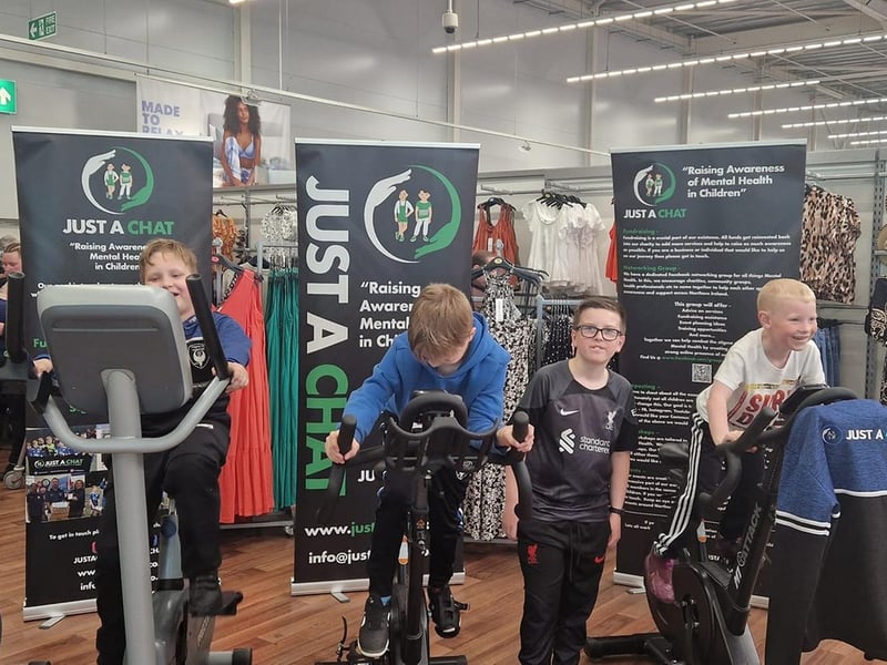 Young boys also took up the Charity Cycle Challenge at Asda in Portadown in aid of local charity Just A Chat which was set up to raise awareness and combat the stigma of mental health for youths. They helped reach a whopping 282 miles cycled.