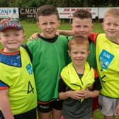 All boys together...All smiles at the Healthy Kidz Tir Na nÓg Gaelic Football Summer Camp. PT32-237.