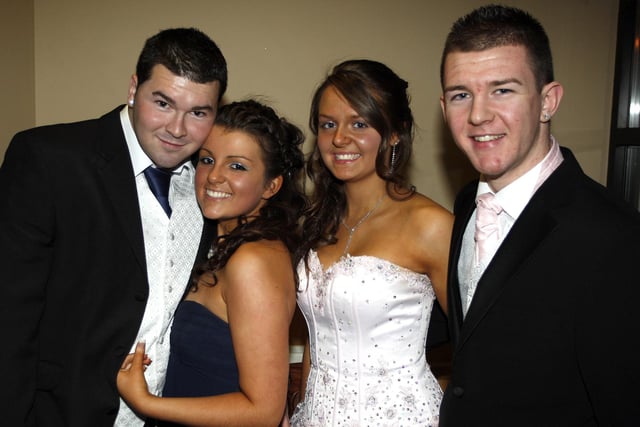 Paul Mullan, Nicole Gibson, Lauren McKinney and Anton McLaughlin pictured during the Coleraine High School 5th form formal at the Royal Court Hotel in 2009.