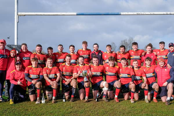 Ballyclare RFC won Ulster Rugby's Championship 1 League title on March 23. (Pic: McIlwaine Sports Media).