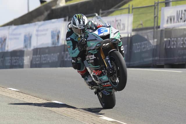 Michael Dunlop in action during Supersport practice at the 2023 North West 200. Credit Rod Neill Pacemaker Press International