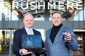 Brian McAreavy, Director at Clearhill is pictured with Martin Walsh, Centre Manager at Rushmere Shopping Centre, Craigavon, Co Armagh. Clearhill’s gift card offering, ClearGift, is now available at Rushmere Shopping Centre and will provide the Centre’s shoppers with a simple, flexible and effective Private Label Gifting experience, enhancing the offering for the outlet’s customers in-line with its £10m regeneration project.