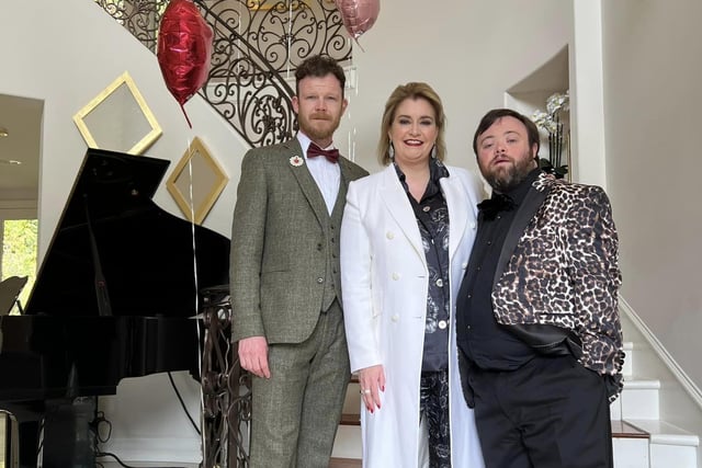 Actors Seamus O'Hara and James Martin who starred in Oscar winning movie An Irish Goodbye with Shelley Lowry, who runs a Talent Agency in Portadown and Belfast and represents Seamus. This is a group photo before they headed to the Oscar ceremony.