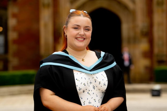 Saoirse McGuinness from west Belfast celebrates graduating from Queen's University Belfast with a degree in Law