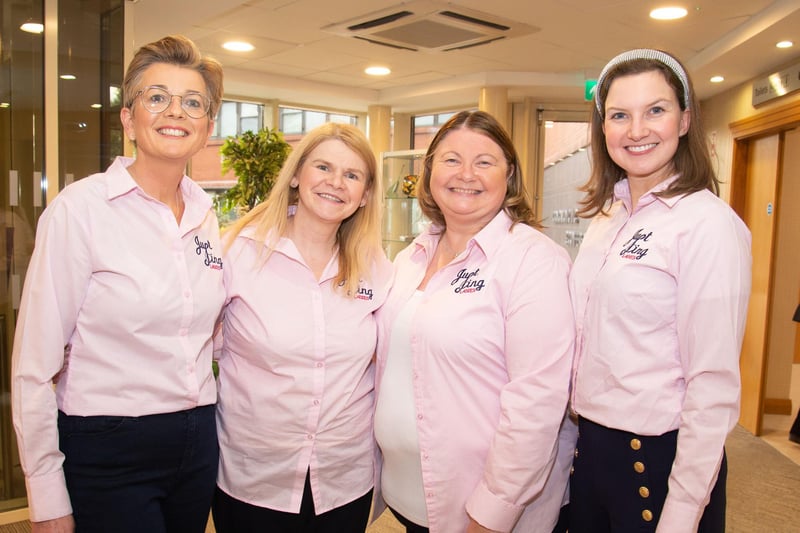 Ready to perform in a packed out Craigavon Civic Centre on Thursday evening are members of the Just Sing Ladies Choir including from left, Judith Proctor, Olivia McKillop, arol Humpheries and Susan Black. PT17-206.