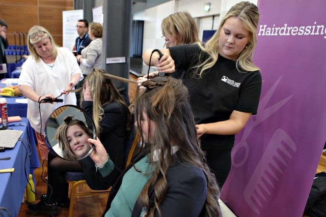 Career paths with style! North West Regional College demonstrates hair and beauty careers.