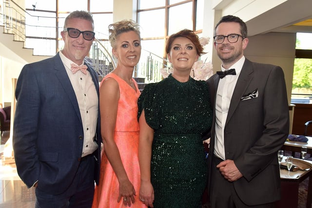 Pictured at the Portadown Rotary Club charity dinner in aid of the Southern Area Hospice at the Seagoe Hotel on Friday evening are Andrew and Caroline McCann and Alison and Colin Gillespie. PT19-216.