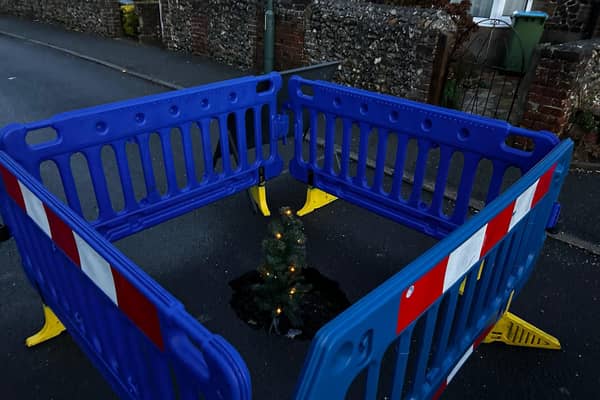 The Christmas tree in a sinkhole in Bognor Regis