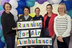 Lefft to right Mary Mawhinney, Jenny Mullan, Laura Moore, Faoiltiarna Burke, Mary McKendry (school vice principal)