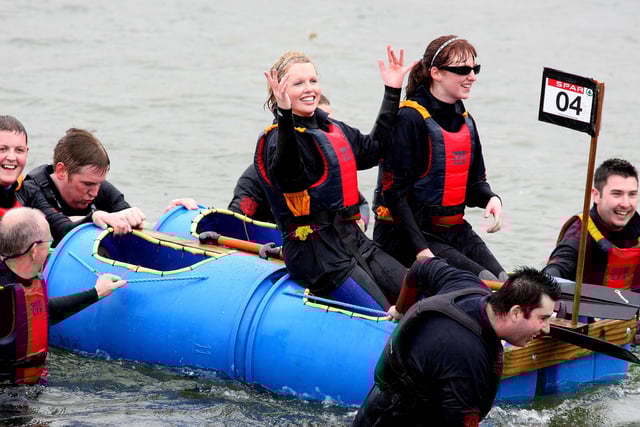 WE DID IT...This raft celebrate finishing the Spar RNLI Raft Race in Portrush in 2010