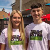 Caitlin McGeown and Jake Beattie who are off to volunteer in Africa pictured at a farewell fun day in Churchill Park on Sunday. PT27-238.
