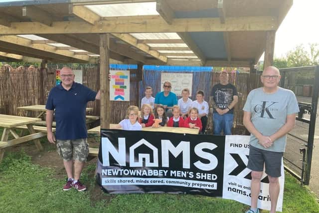 The Men's Shed volunteers gifted the tables to the school at the start of the term. (Pic: Contributed).