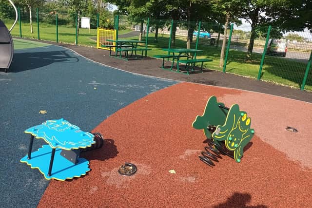 Antrim and Newtownabbey Council has expressed disappointment following an incident of vandalism at Mallusk Play Park. Photo: Antrim and Newtownabbey Borough Council