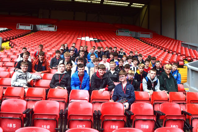 Members of the Battalion during their visit to Anfield, home of Liverpool F.C.