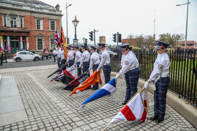 Flags are lowered as a mark of respect