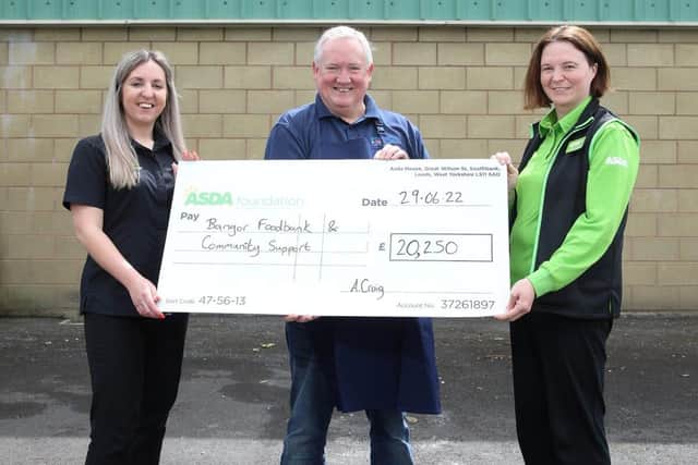 Asda Community Champion Ami Craig, Ken Scott Bangor Foodbank and Victoria Montgomery