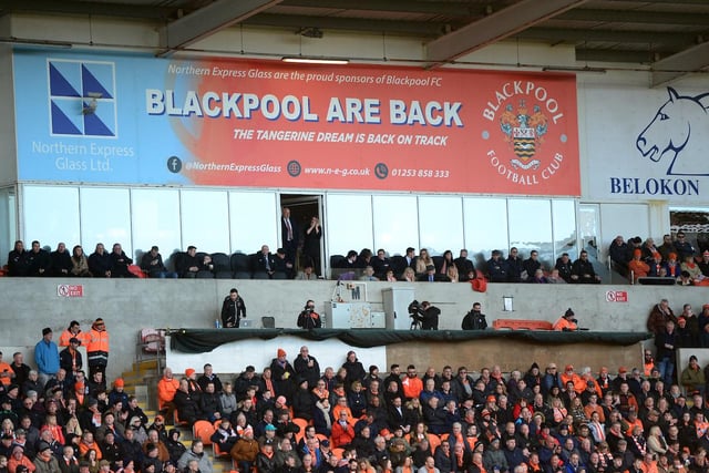 A sign reading 'Blackpool are back' replaced the previous advert for the Oystons