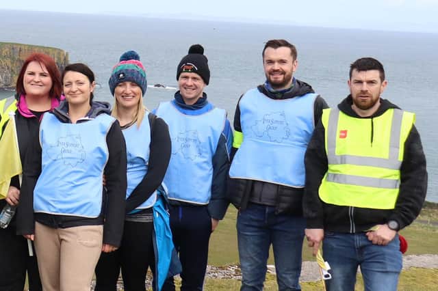 Pictured at the Royal Victoria Group patient and care support NI organised walk from Ballycastle to  Ballintoy by James McCurdy Ballycastle