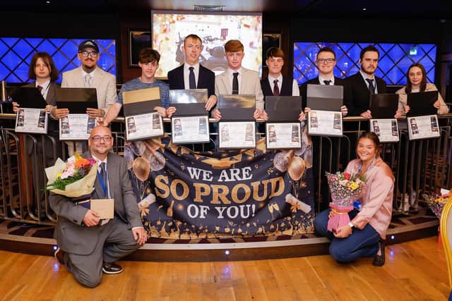 Back row L to R -Cian Seeley, Evo Larkin, Shea Lewsley, Eoin Reavey, Liam Black, Dara Breen, Charlie Avery, Ordhran Duffy, Sarene Finn, PYDP Youth Officer Stephen Baxter, and PYDP Youth Support Worker Grace Luney.