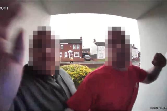 Two men have been arrested following the sectarian attack on a young Catholic mother's home in Lurgan, Co Armagh.