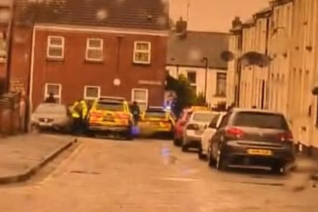 Car ended up crashing towards a house in Grattan St Lurgan after the PSNI spotted a stolen car in Moira.