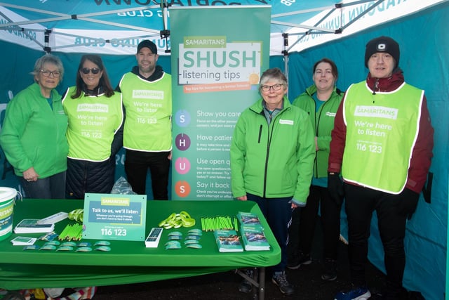 Members of Craigavon Samaritans pictured at their stall at the Portadown Festival of Running on Sunday. PT13-203.
