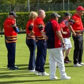 Lurgan B bowlers anxiously awaiting the delivered bowl during their math at home to Portadown