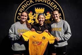 Flagler College women’s football players have spent the summer training with Carrick Rangers FC Falcons. Photo: submitted