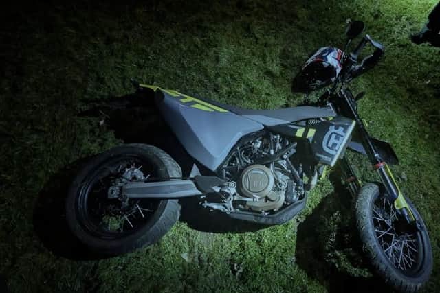 The Husqvarna motorcycle seized by police in Lurgan. Picture: PSNI
