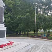 The Union Flag flies 365 days per year on some war memorials in Northern Ireland, such as this one at Lisburn's Castle Gardens.