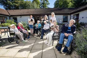 Catherine Hoy and her animals visiting residents of Seapatrick Care Home