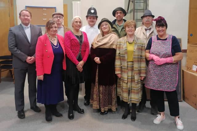 The cast of Agatha Crusty and the Village Hall Murders.  Photo: Larne Drama Circle