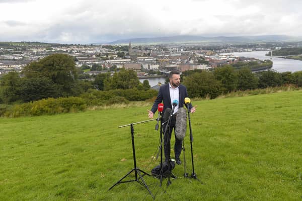 SDLP leader Colum Eastwood during a press conference where he announced his resignation as party leader. Picture date: Thursday August 29, 2024. Photo: Mark Marlow/PA Wire