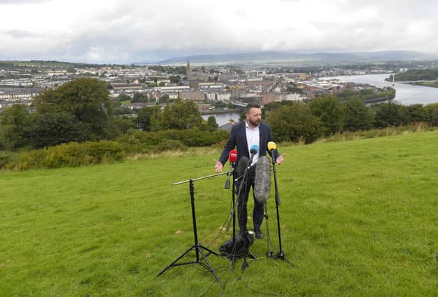 SDLP leader Colum Eastwood during a press conference where he announced his resignation as party leader. Picture date: Thursday August 29, 2024. Photo: Mark Marlow/PA Wire