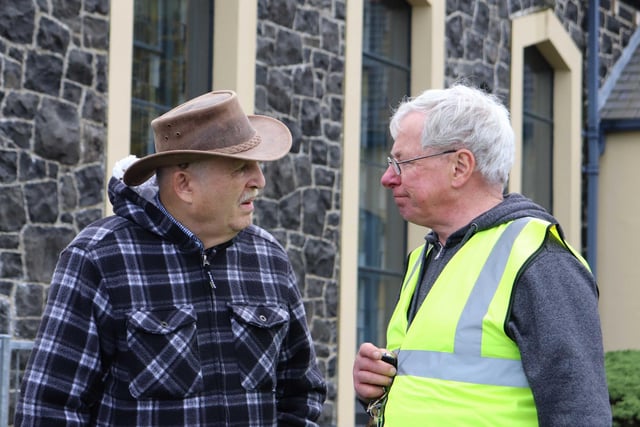 Joh Harlan with Denis McMichael pictured at the Royal Victoria Group patient and care support NI walk from Ballycastle to Ballintoy, organised by James McCurdy Ballycastle