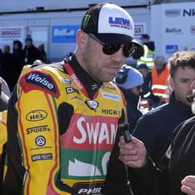 Charley Boorman interviews Peter Hickman on the grid at the 2026 North West 200