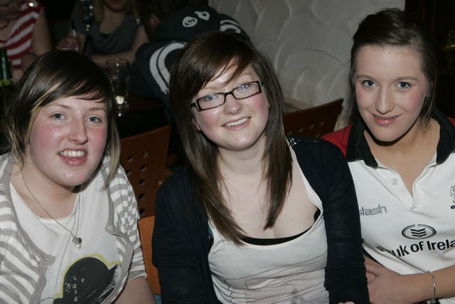 Rachel Rankin, Alison Wilson and Cara Henry pictured at the Kilraughts YFC table quiz held at the Scenic Inn Armoy in 2009