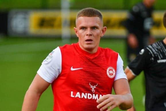 Levi Ives scored twice for Larne. (Andrew McCarroll/Pacemaker Press).