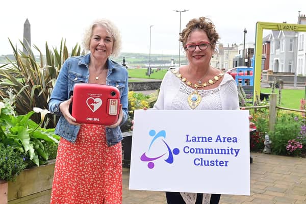 Annette White, Larne Community Development Project, with the Mayor, Ald Gerardine Mulvenna.