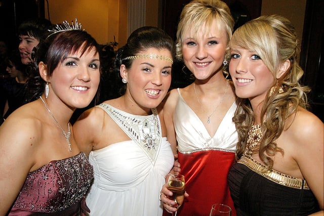 Shauna Devlin, Lisa Moore, Asilin McClements and Oonagh Rodgers were "dressed to thrill" at the annual Loreto College formal dinner in Ballymena back into 2010.