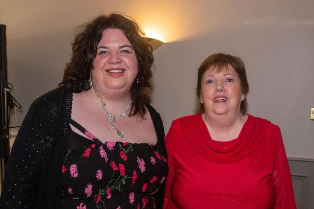 Happy smiles from, Anne Downey, left, and Ane Malone at the Elvis Spectacular Show. PT17-256.