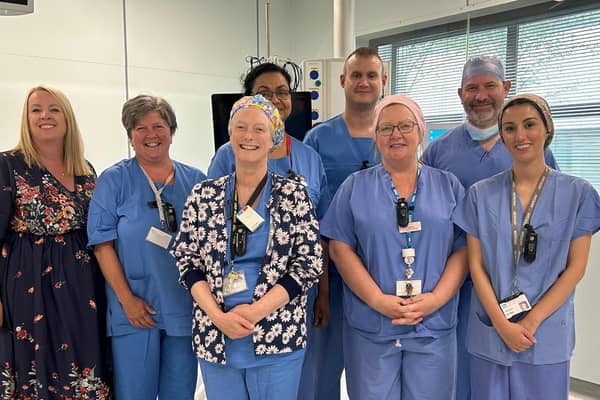 Jeni Hamilton with the multi-disciplinary team of staff. Pic credit: SEHSCT