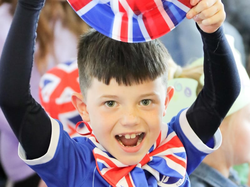 P4 pupil Bryton having fun at the Coronation Big Lunch.