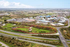 A commercial development at Ballee Road East in Ballymena, with full planning permission for a petrol filling station, drive-thru restaurant, EV Fast Charging and an internet café, has been brought to the market for £1.25 million. Picture: released by CBRE NI