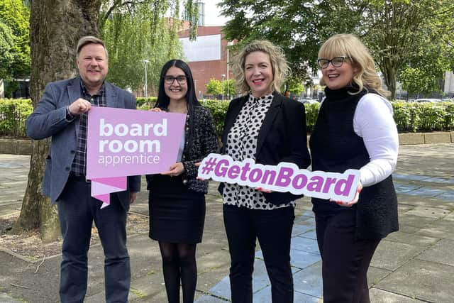 2022 Boardroom Apprentices Craig Service, Alex Deonarine, Clodagh Palmer and Gillian Orr