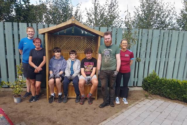 Portadown Wellness Cenre partnered with Armagh City, Banbridge & Craigavon Borough Council's Good Relations team to help create and develop a beautiful garden space at the new Blossom Children's Ward at Craigavon Area Hospital. Picture: Portadown Wellness Centre